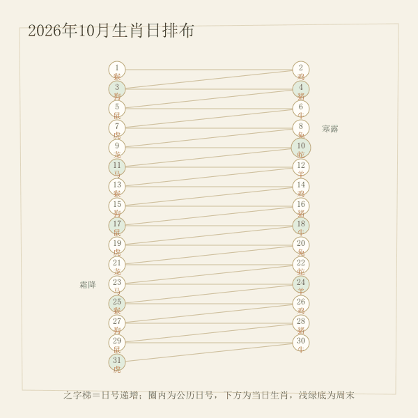 挂历生肖日排布